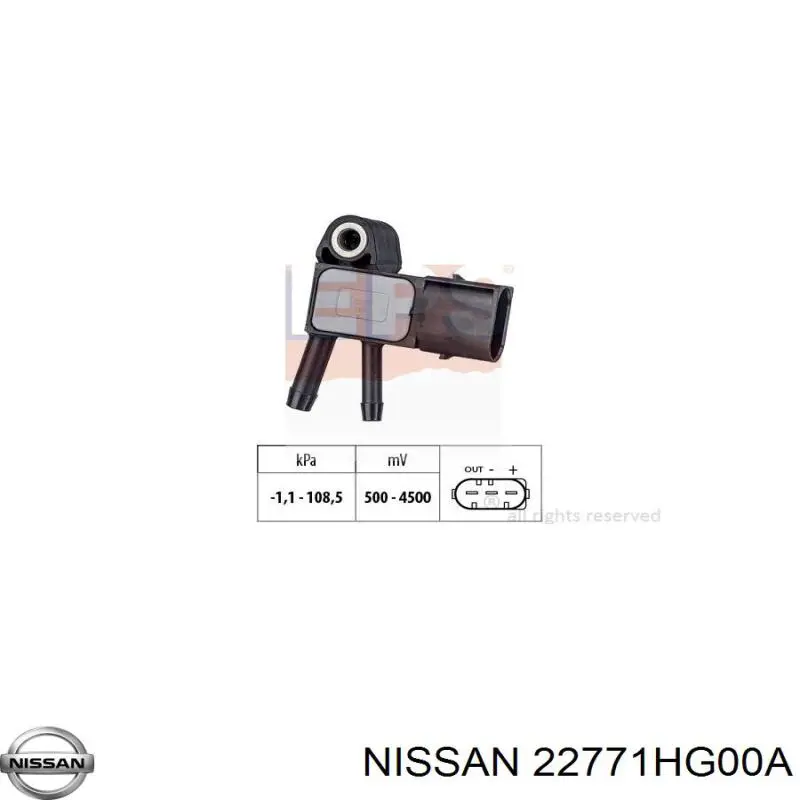 Датчик давления выхлопных газов 22771HG00A Nissan