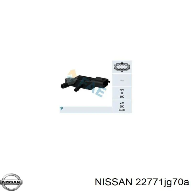 Датчик давления выхлопных газов Nissan 22771JG70A