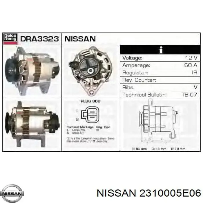 Генератор 2310005E06 Nissan