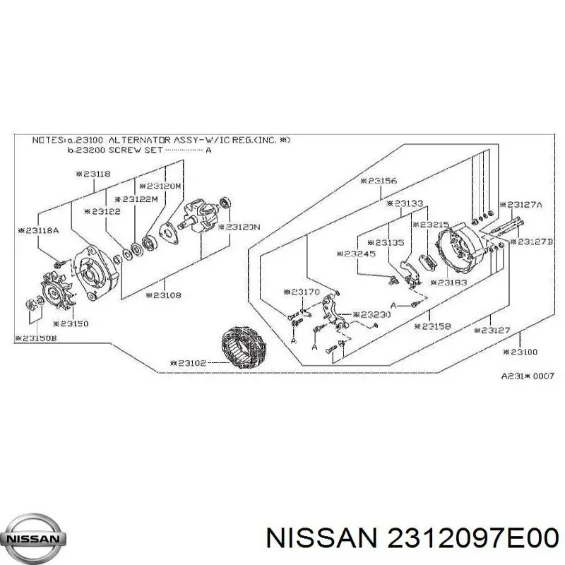 2312097E00 Nissan подшипник генератора