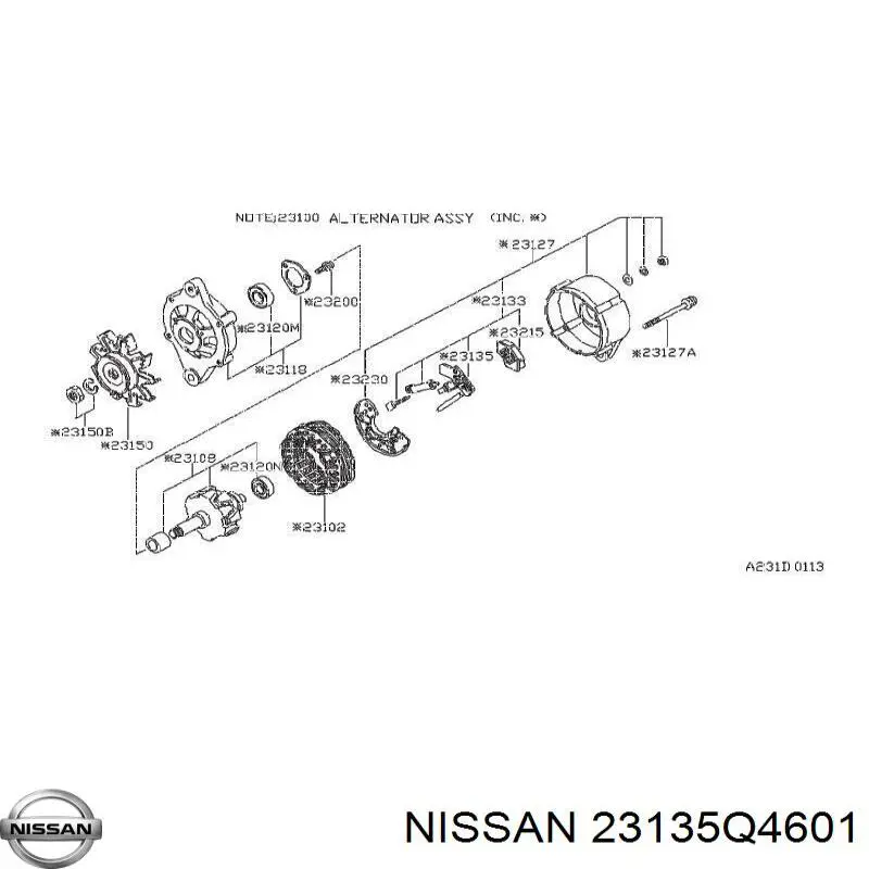 23135Q4601 Nissan щетка генератора