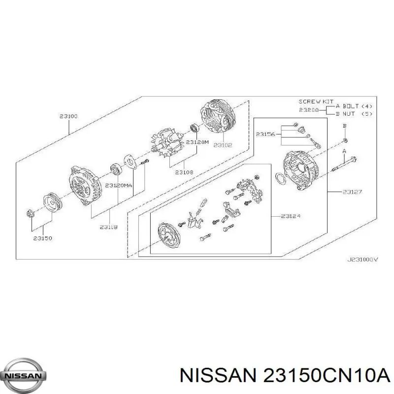 Шкив генератора на Nissan Murano Z50