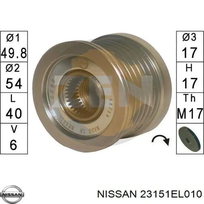 23151EL010 Nissan шкив генератора