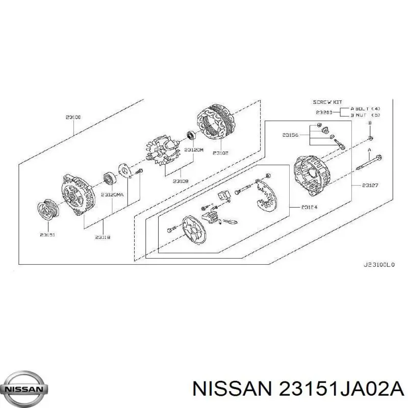 Шкив генератора Nissan 23151JA02A