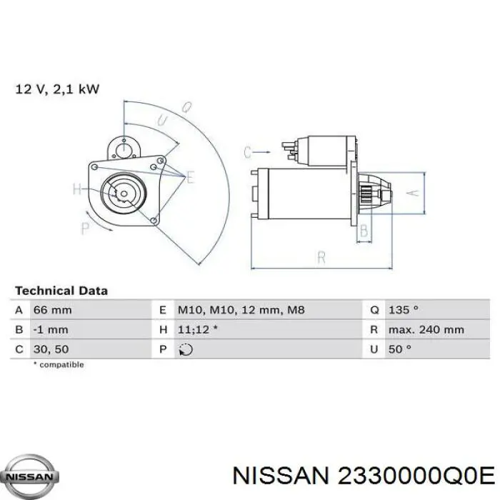 Стартер Nissan/Infiniti 2330000Q0E цена, от 95.02 USD