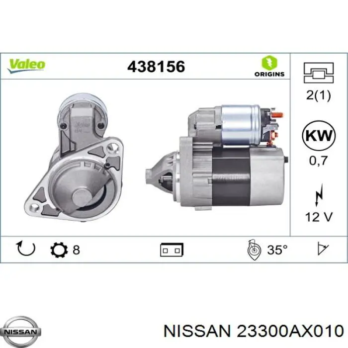 Стартер Nissan/Infiniti 23300AX010 цена, от 86.51 USD