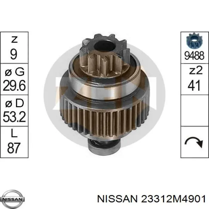 23312M4901 Nissan бендикс стартера