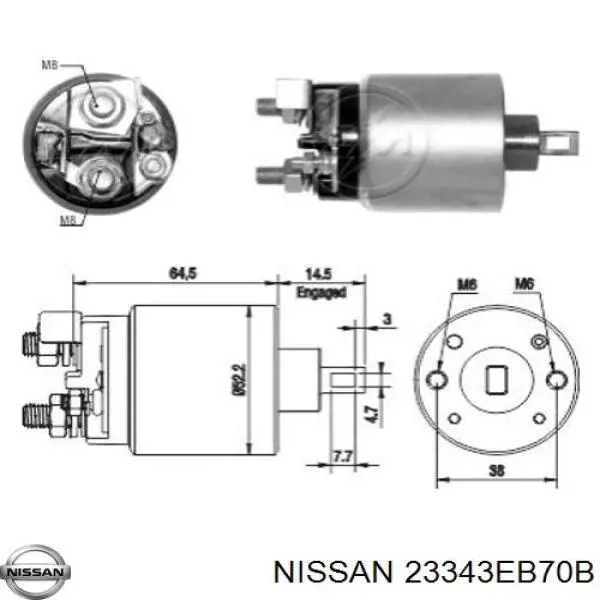 Втягивающее реле стартера 23343EB70B Nissan