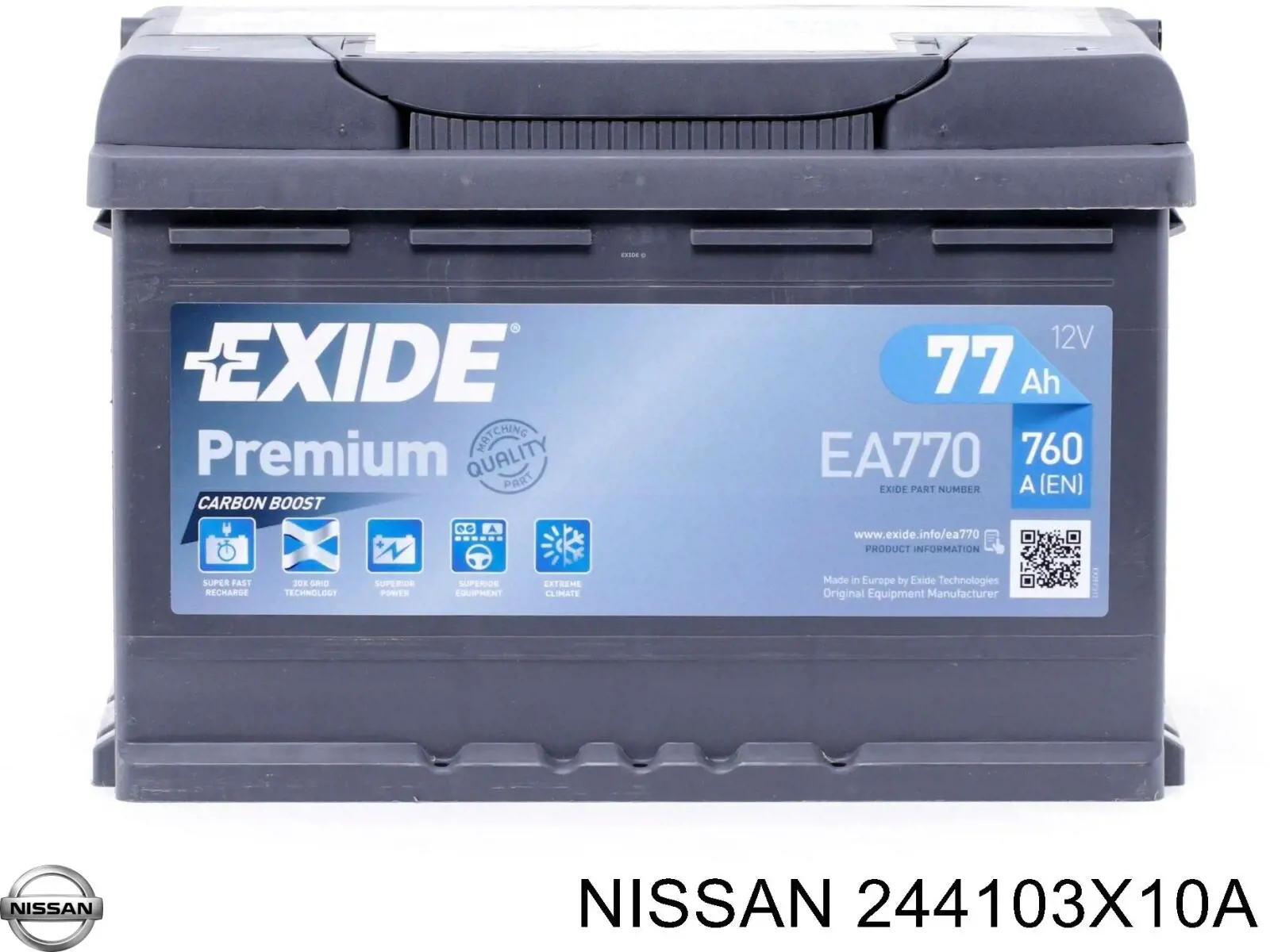 Купить Купить Аккумулятор Nissan Емкость 70А/ч Напряжение 12В 244103X10A