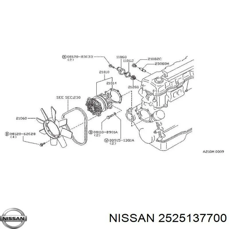 2525137700 Nissan датчик температуры охлаждающей жидкости