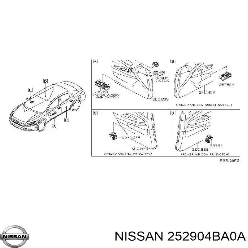 Купить 252904BA0A Nissan/Infiniti Кнопка включения аварийной сигнализации