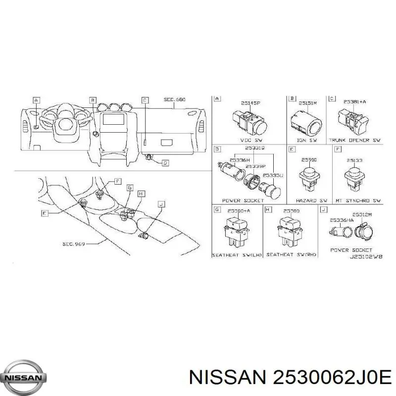 Датчик стоп сигнала 2530062J00 Nissan/Infiniti