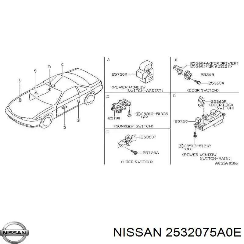 Interruptor Luz De Freno 2532075A0E Nissan