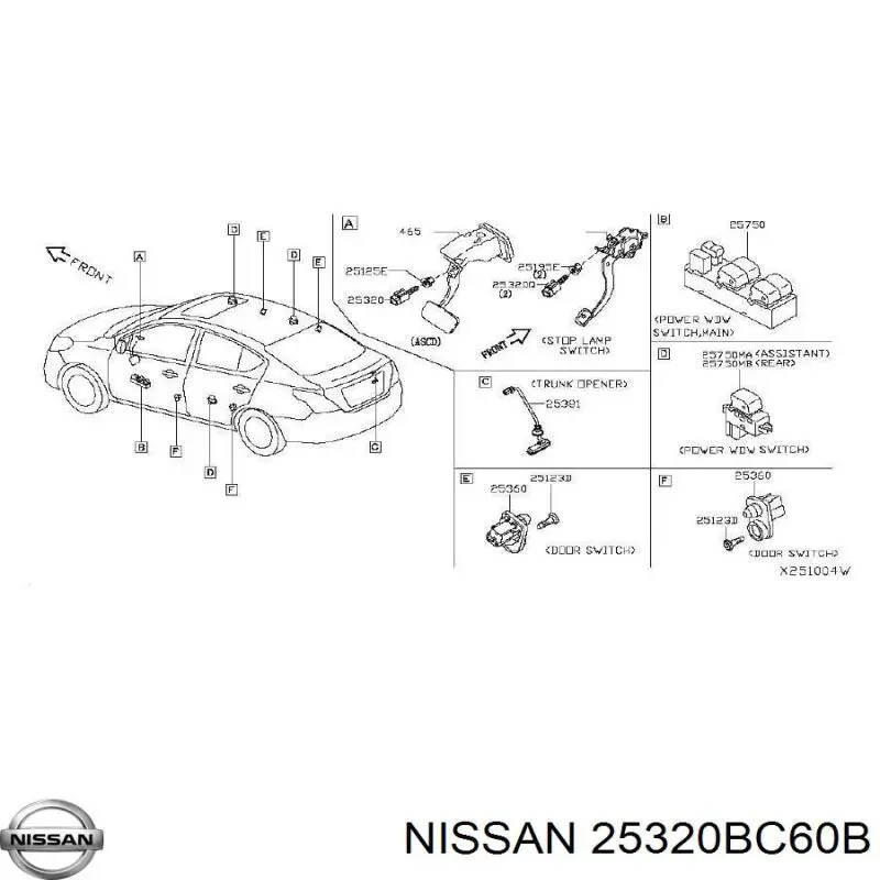 25320BC60B Nissan датчик включения сцепления