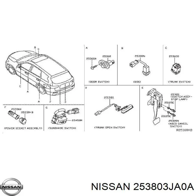 Кнопка привода замка крышки багажника (двери 3/5-й (ляды) на Infiniti QX60 Hybird 