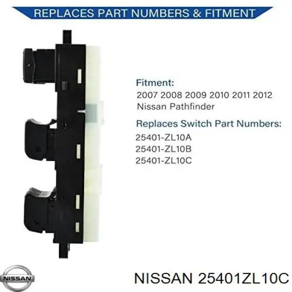 Купить 25401ZL10C Nissan/Infiniti Кнопки переднего левого стеклоподъёмника