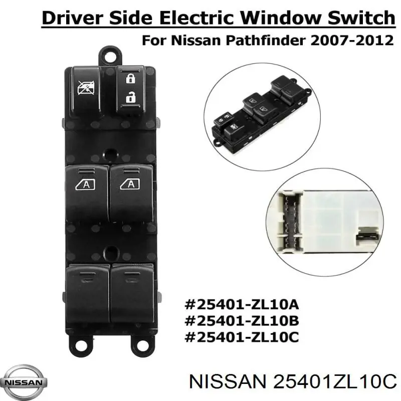 25401ZL10C Nissan/Infiniti Кнопки переднего левого стекло подъёмника