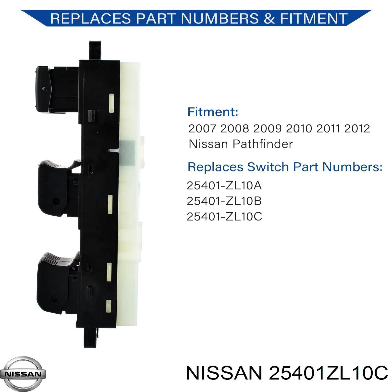 Кнопочный блок управления стеклоподъемником передний левый 25401ZL10C Nissan/Infiniti