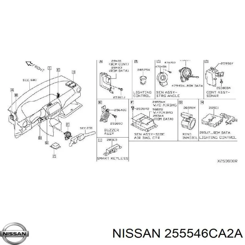 Контактное кольцо подушки безопасности Nissan/Infiniti 255546CA2A цена, от 50.68 USD