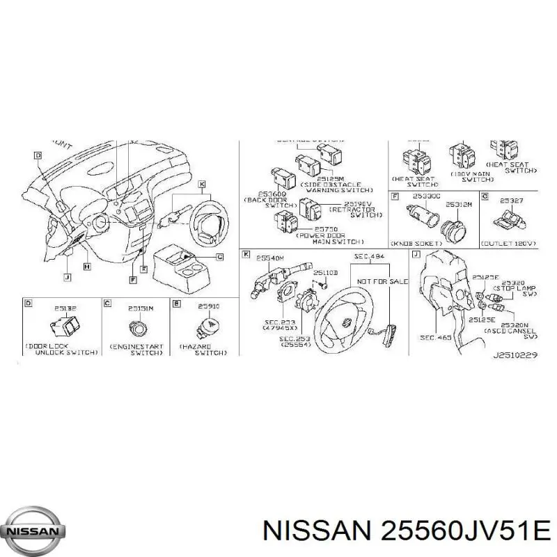 25560JV51E Nissan/Infiniti Переключатель подрулевой в сборе