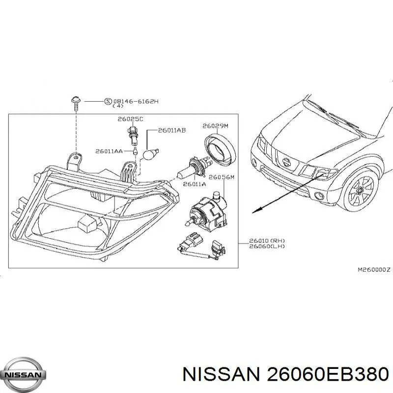 26060EB380 Nissan фара левая