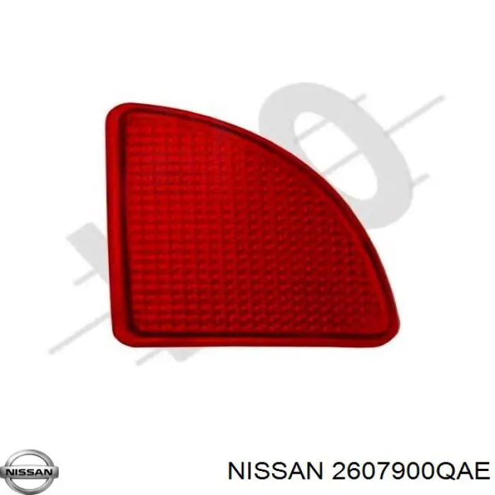 2607900QAE Nissan retrorrefletor (refletor do pára-choque traseiro esquerdo)