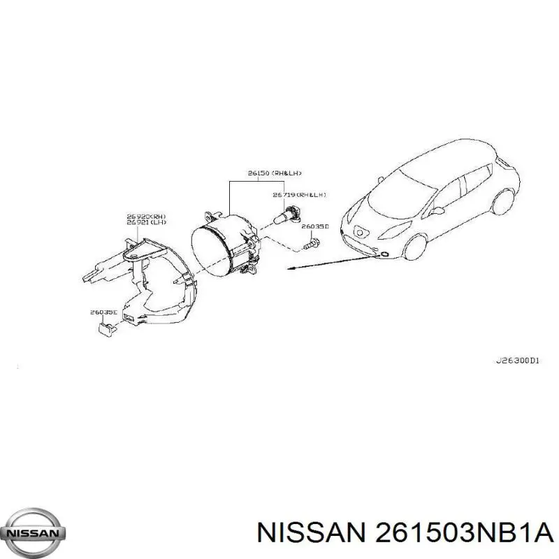 Фара противотуманная левая/правая Nissan 261503NB1A