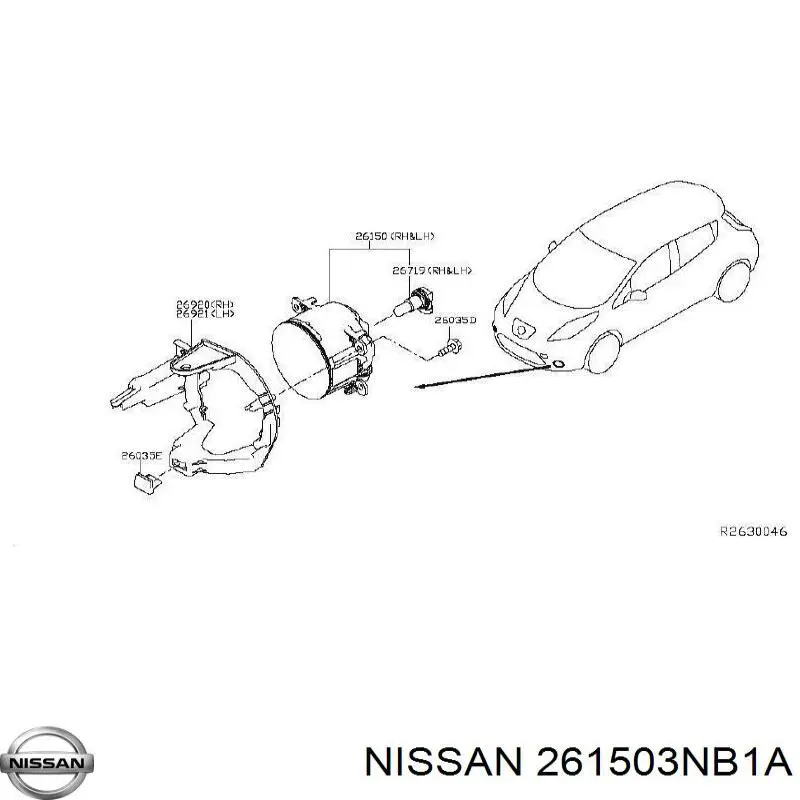 ПТФ Nissan/Infiniti 261503NB1A цена, от 31.53 USD