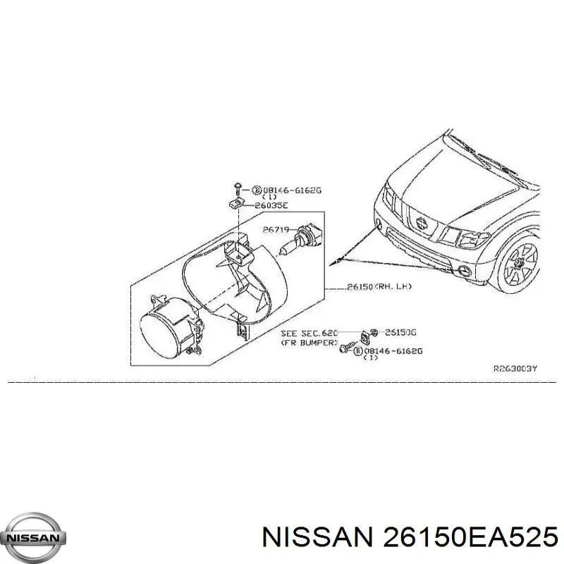 26150EA525 Nissan фара противотуманная правая