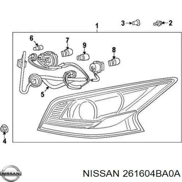 261604BA0A Nissan pisca-pisca de espelho direito