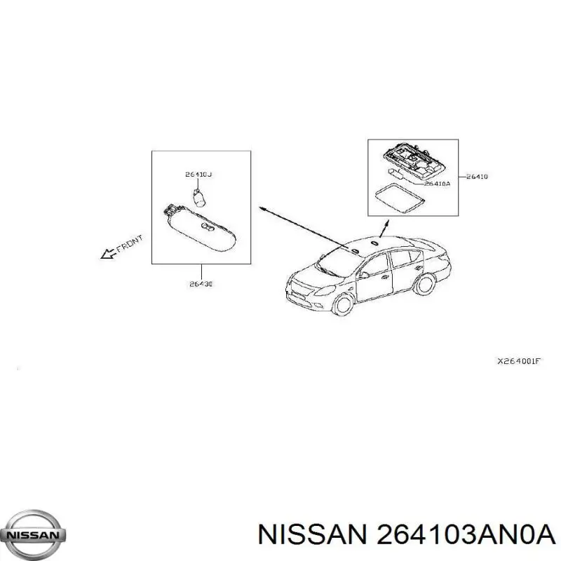 264103AN0A Nissan/Infiniti Плафон освещения салона (кабины) задний