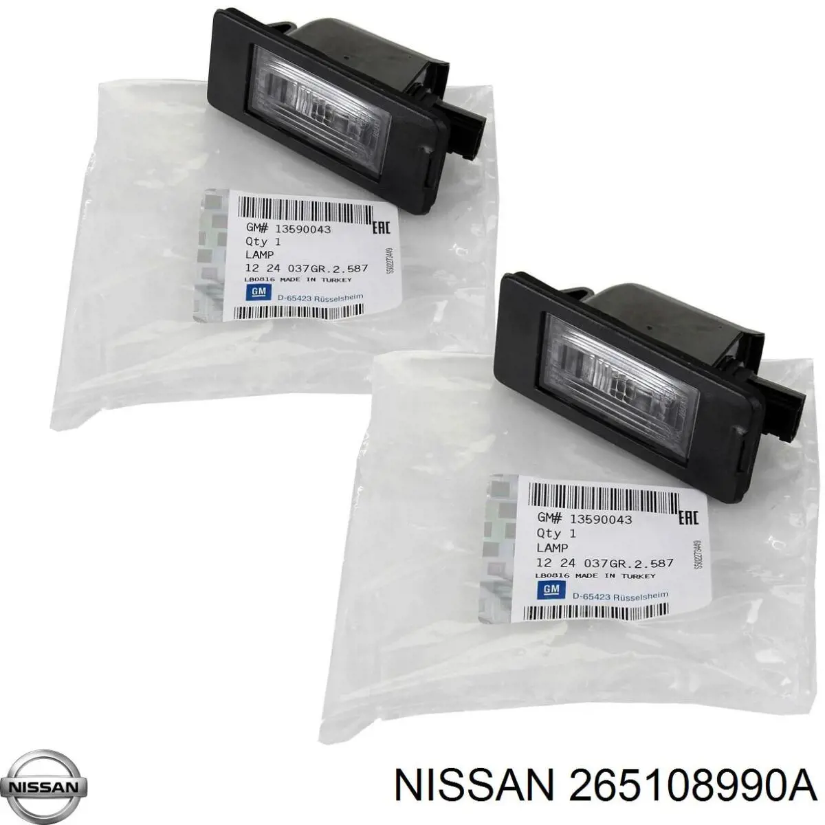 265108990A Nissan lanterna da luz de fundo de matrícula traseira