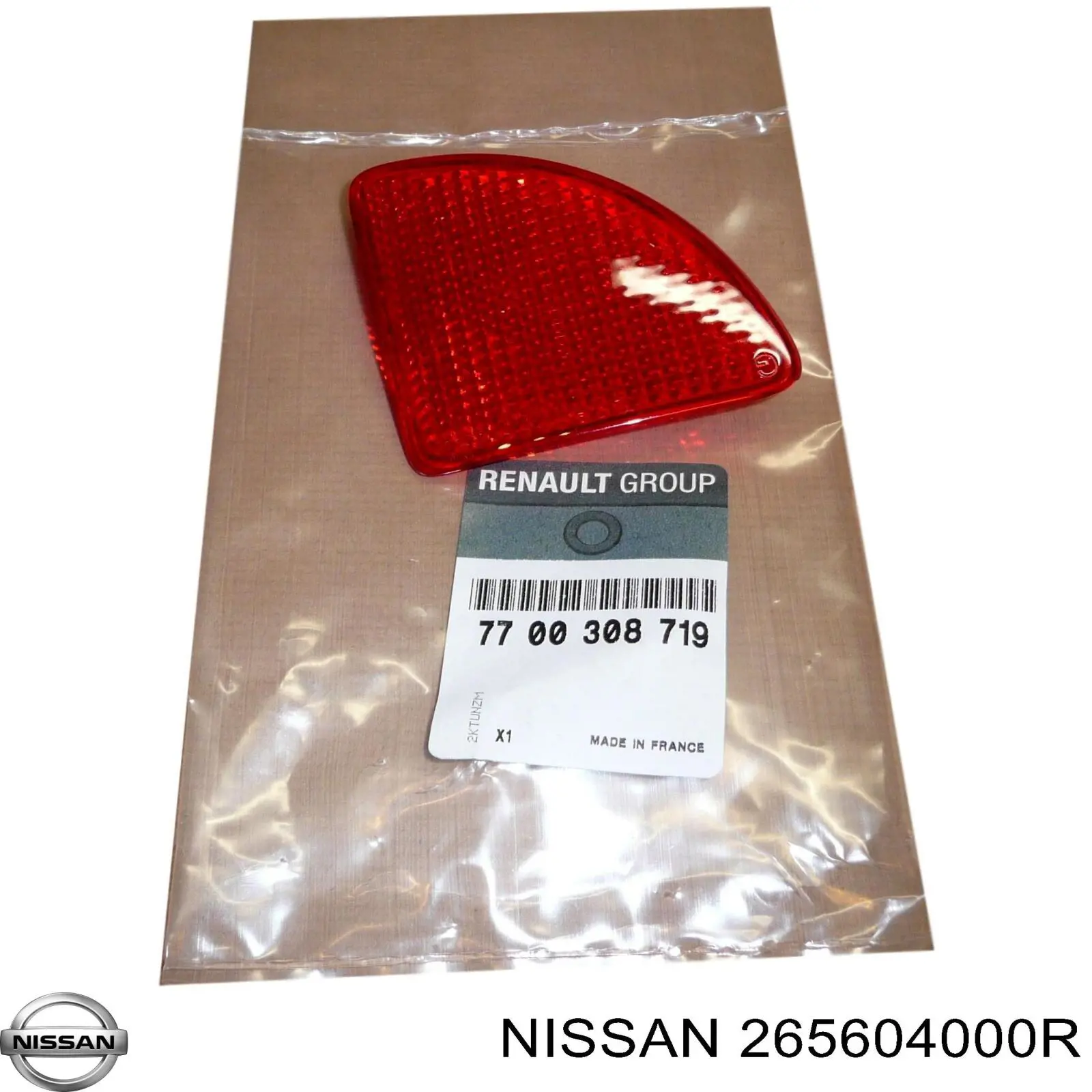 265604000R Nissan retrorrefletor (refletor do pára-choque traseiro)