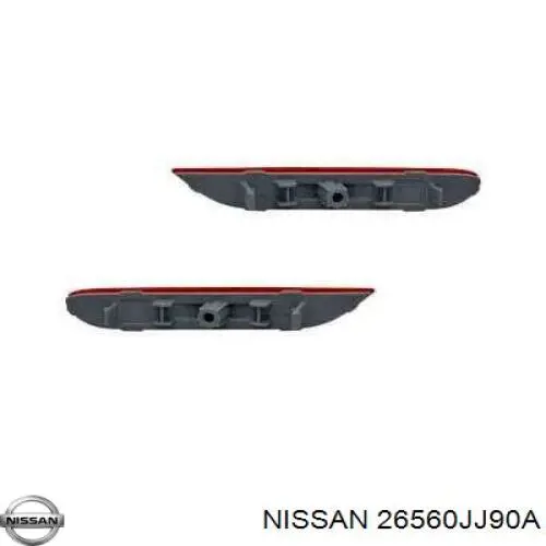 Retrorrefletor (refletor) do pára-choque traseiro direito para Nissan Qashqai (J11)