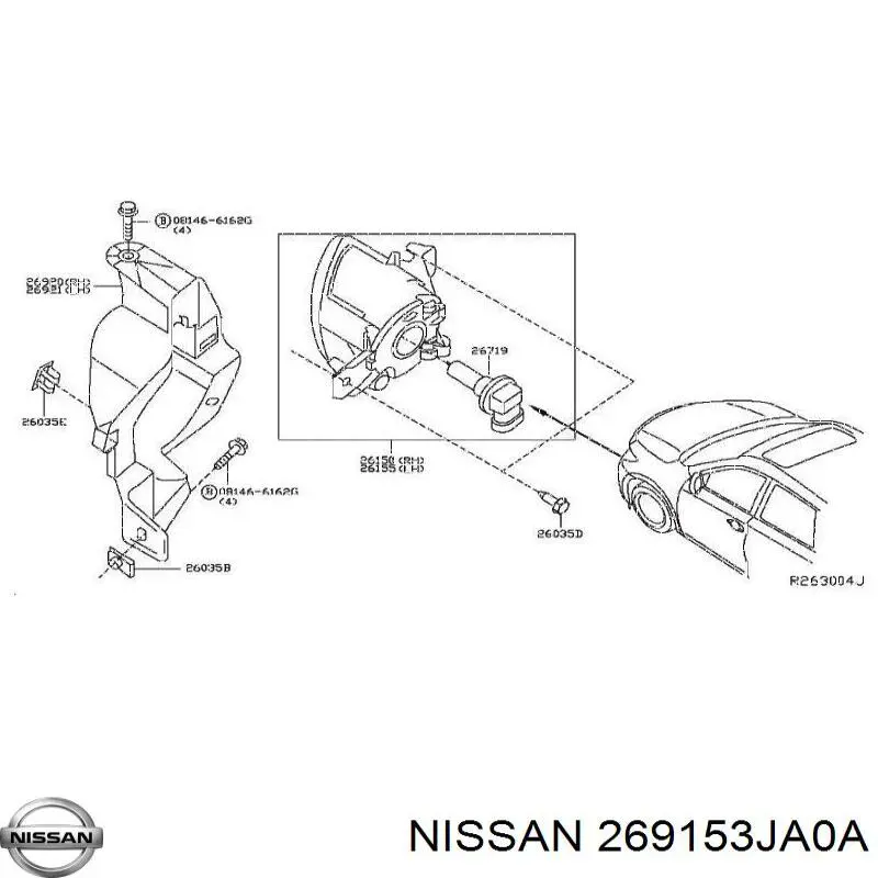 Soporte, faro antiniebla izquierdo 269153JA0A Nissan