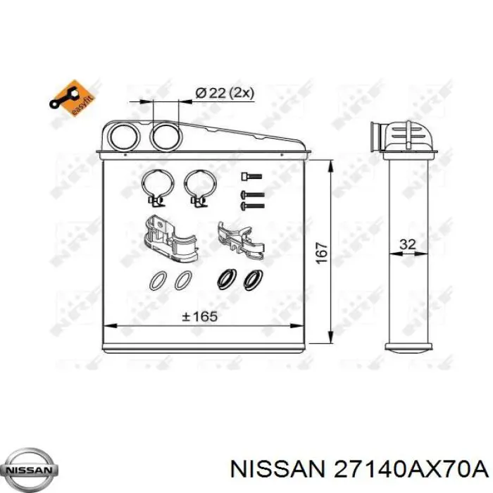Radiador de forno (de aquecedor) para Nissan Note (E11)