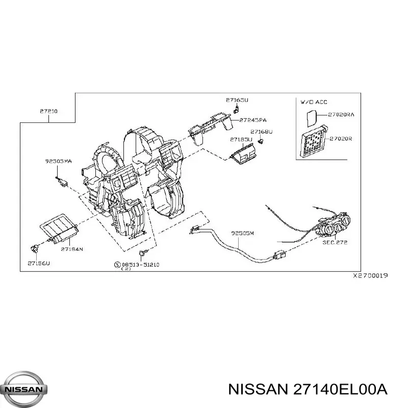 Радиатор печки 27140EL00A Nissan