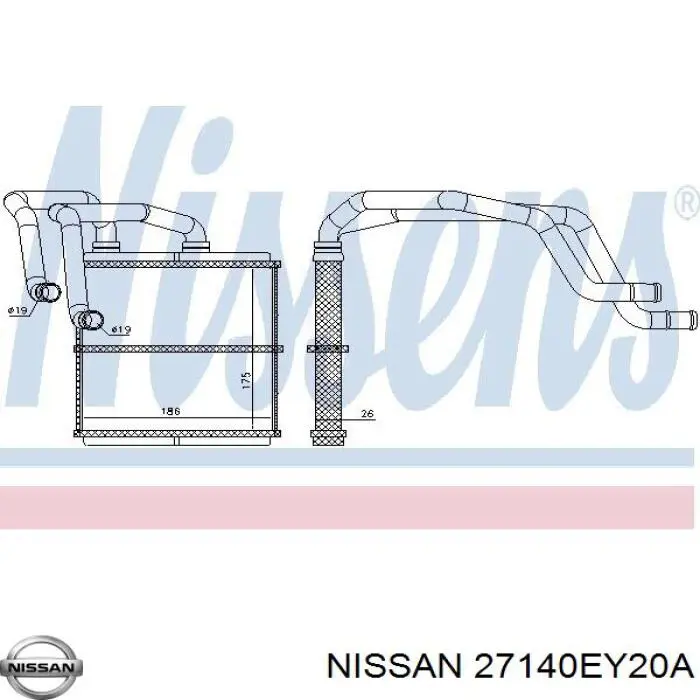 27140EY20A Nissan radiador de forno (de aquecedor)