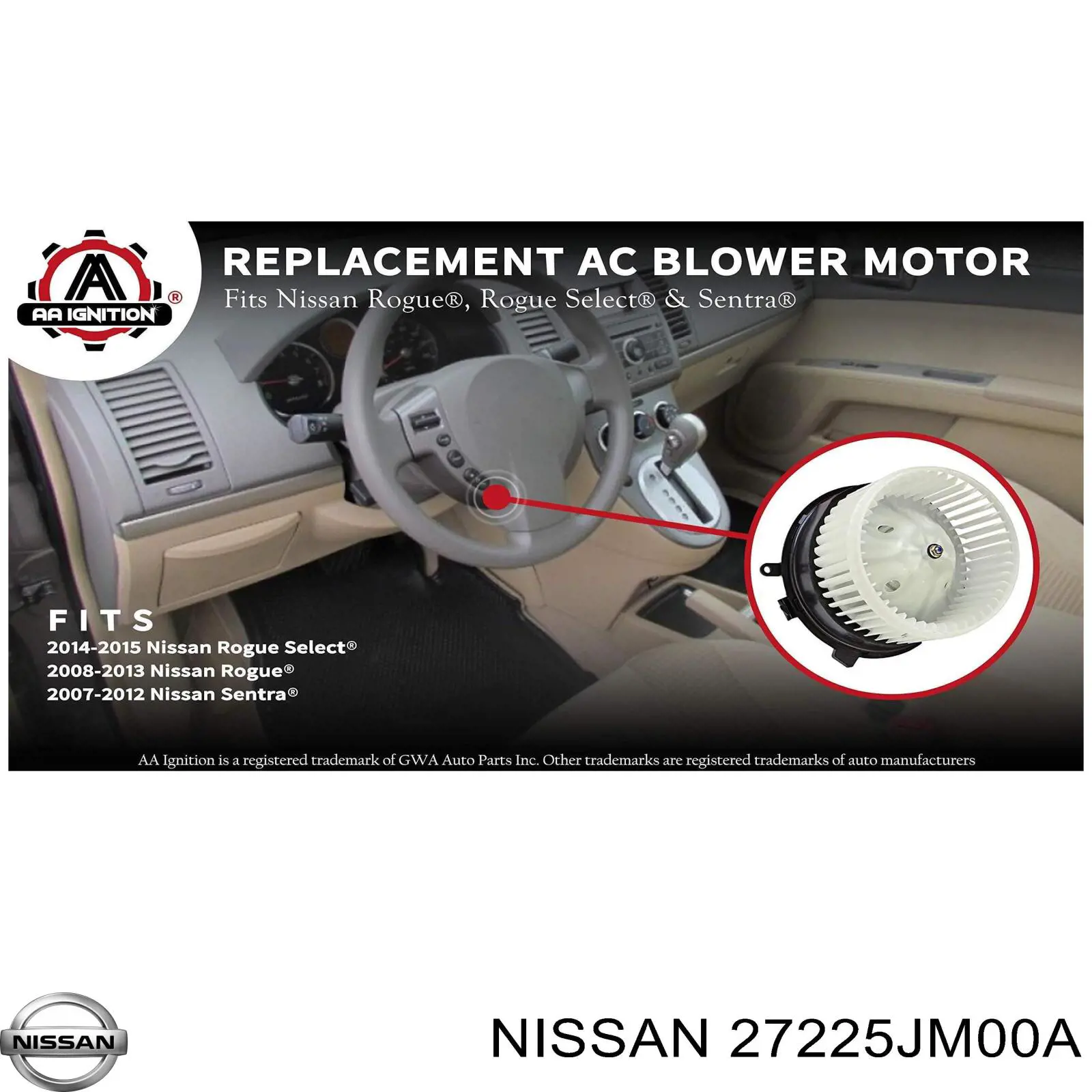 Мотор вентилятора печки (отопителя салона) Nissan/Infiniti 27225JM00A цена, от 62.22 USD