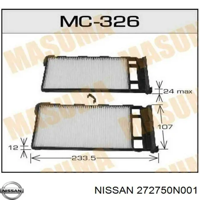 Фильтр салона 272750N001 Nissan