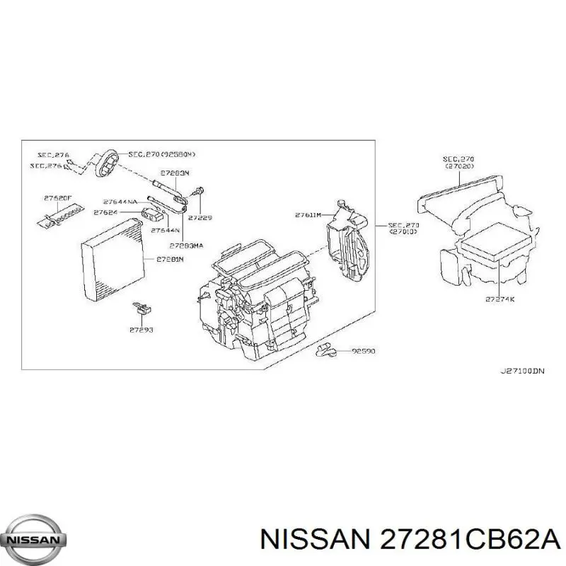 27281CB62A Nissan испаритель кондиционера