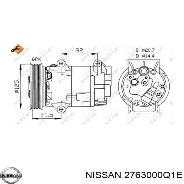 Компрессор системы кондиционирования Nissan/Infiniti 2763000Q1E цена, от 139.83 USD