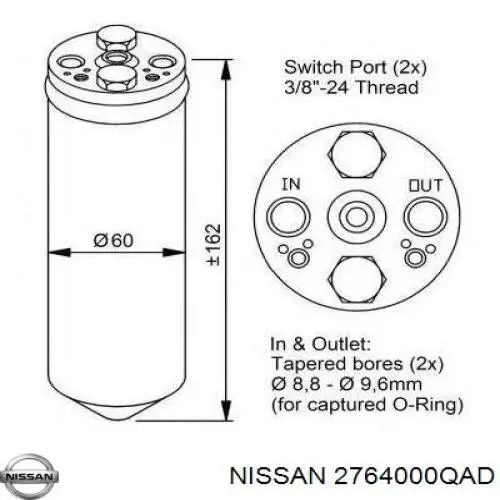 Осушитель кондиционера 2764000QAD Nissan