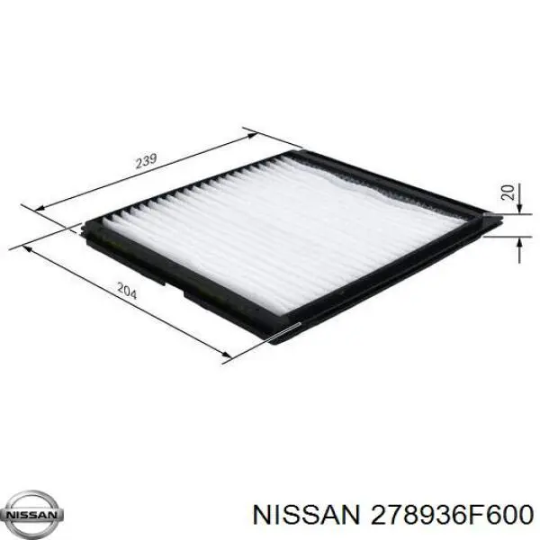 Фильтр воздушный отопителя Nissan/Infiniti 278936F600 цена, от 7.76 USD