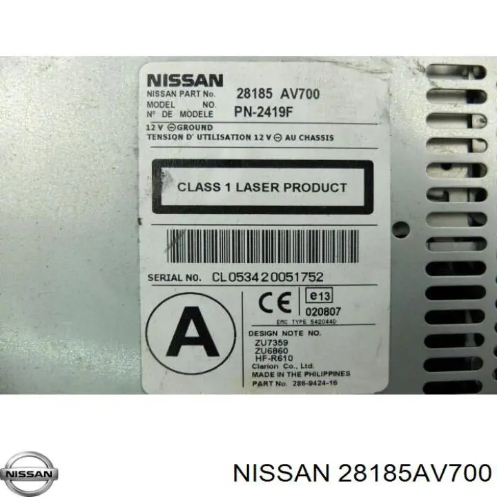 28185AV700 Nissan магнитола (радио am/fm)