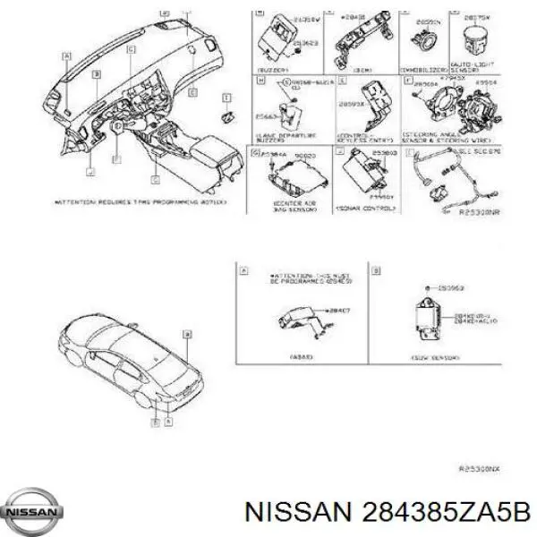 284385ZA5B Nissan датчик сигнализации парковки (парктроник задний)