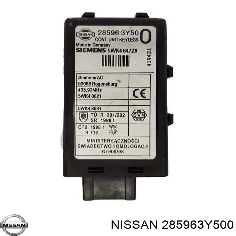 285963Y500 Nissan sensor de acesso sem chave na porta (receptor de chave)