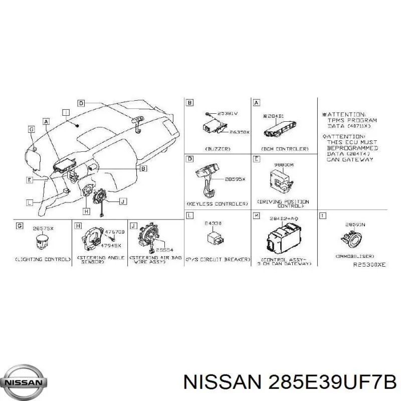  285E39UF7B Nissan