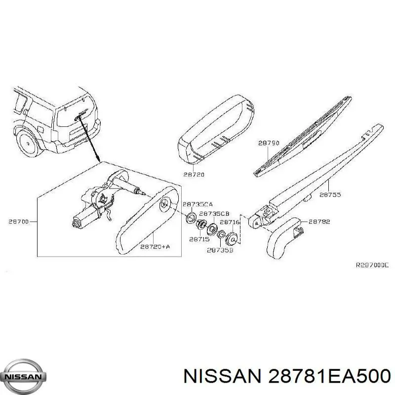Braço de limpa-pára-brisas de vidro traseiro para Nissan Pathfinder (R51M)