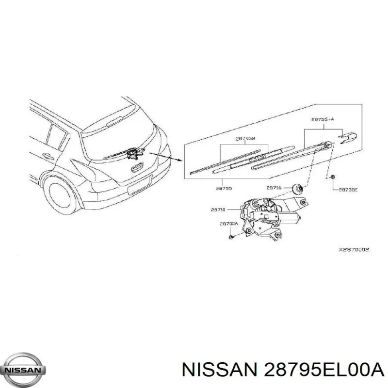 Щетка-дворник заднего стекла на Nissan Tiida SC11X